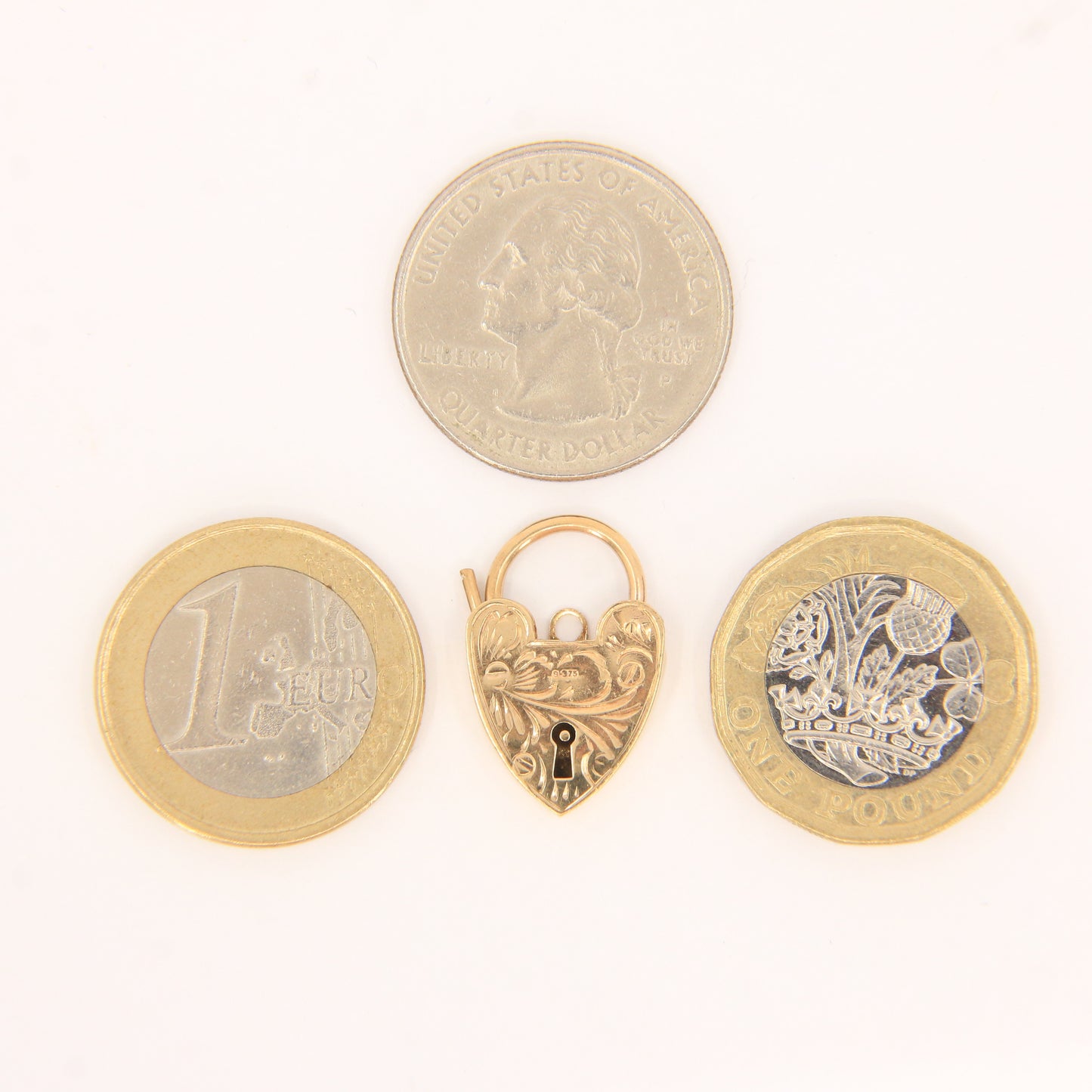 Vintage 9ct Engraved Heart Lock Georg Jenson Gold Charm Padlock Closer Pendant Hallmarked Gift