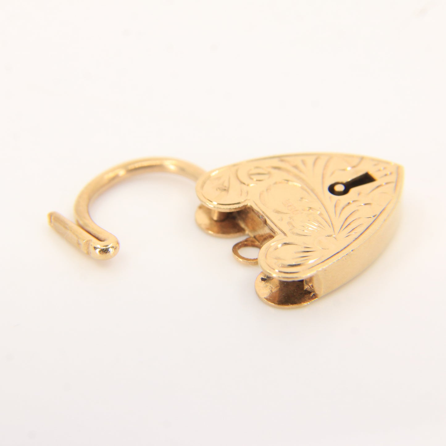 Vintage 9ct Engraved Heart Lock Georg Jenson Gold Charm Padlock Closer Pendant Hallmarked Gift