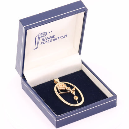 Vintage 9ct Hallmarked Gold Art Nouveau Rennie Mackintosh Pendant Boxed Gift