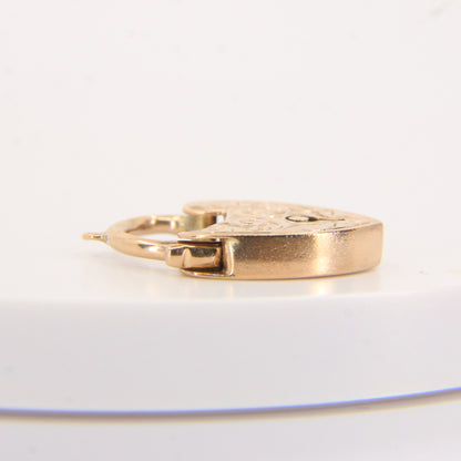 Vintage 9ct Engraved Heart Lock Gold Charm Padlock Closer Pendant Hallmarked Gift
