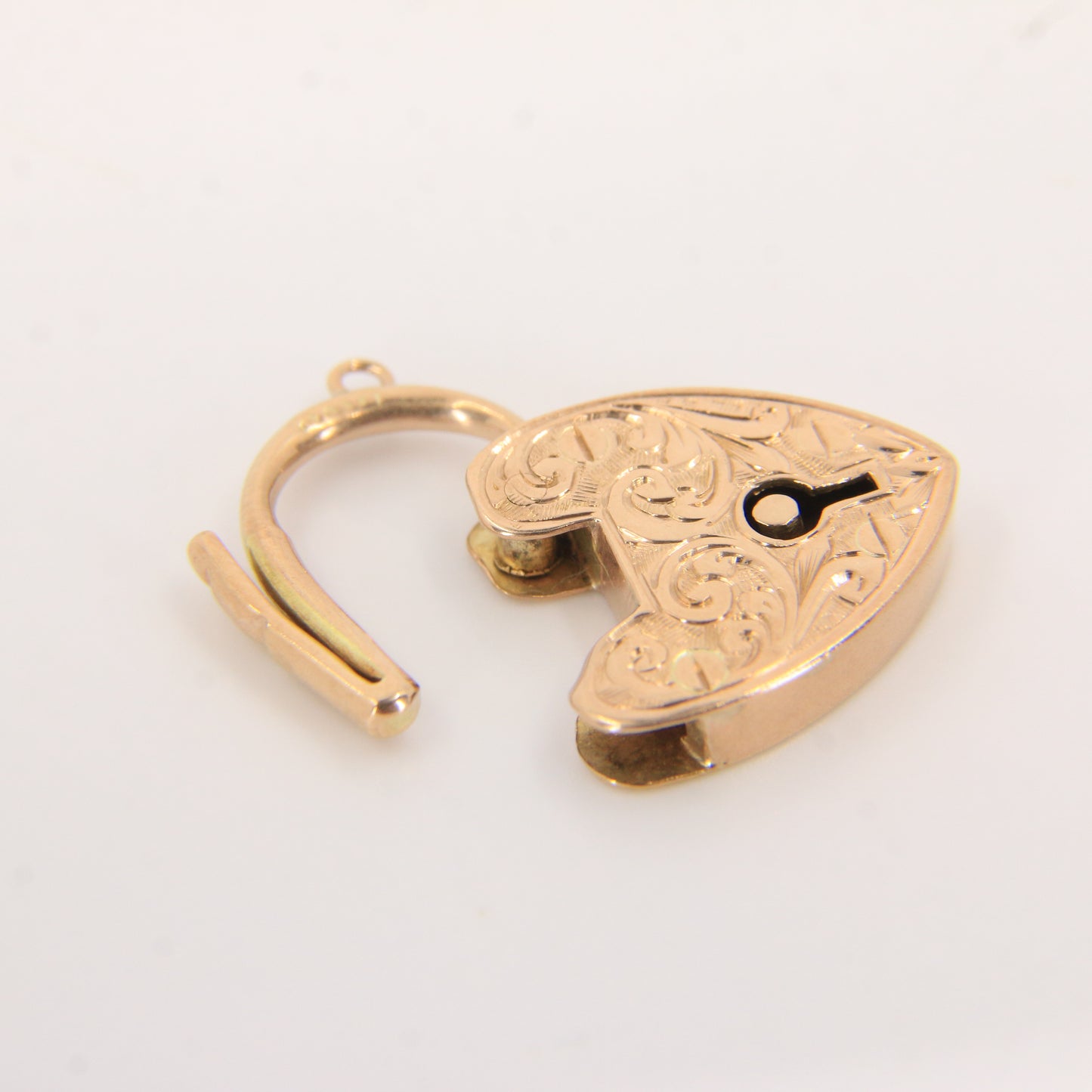 Vintage 9ct Engraved Heart Lock Gold Charm Padlock Closer Pendant Hallmarked Gift