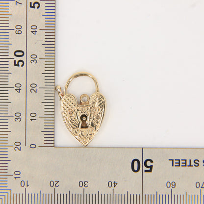Vintage 9ct Engraved Heart Lock Gold Charm Padlock Closer Pendant Hallmarked