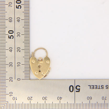 Vintage 9ct Hallmarked Yellow Gold Heart Padlock Photo Locket Pendant Rare Gift