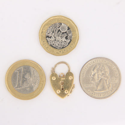 Vintage 9ct Hallmarked Yellow Gold Heart Padlock Photo Locket Pendant Rare Gift