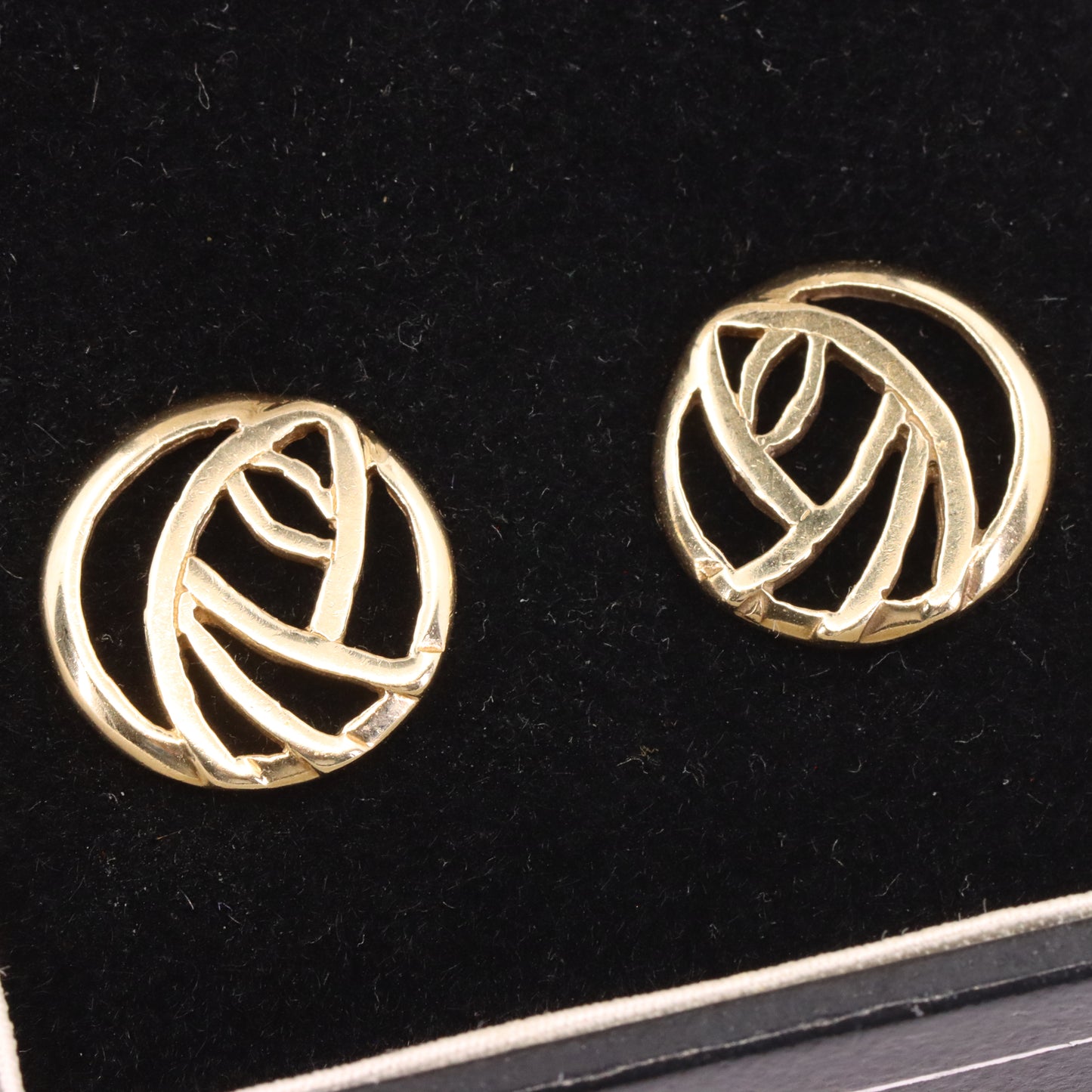 Vintage 9ct Hallmarked Gold Art Nouveau Rennie Mackintosh Earrings Boxed Gift