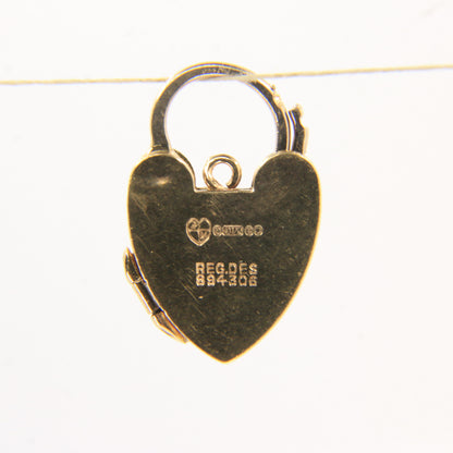 Vintage 9ct Hallmarked Yellow Gold Heart Padlock Photo Locket Pendant Rare Gift