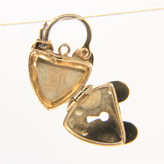 Vintage 9ct Hallmarked Yellow Gold Heart Padlock Photo Locket Pendant Rare Gift