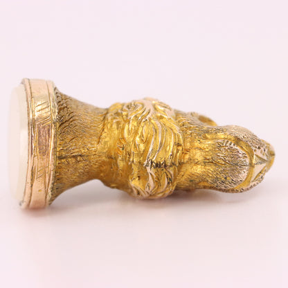 Vintage 9ct Yellow Gold Dog Head Charm White Stone Animal Jewellery Pendant Gift