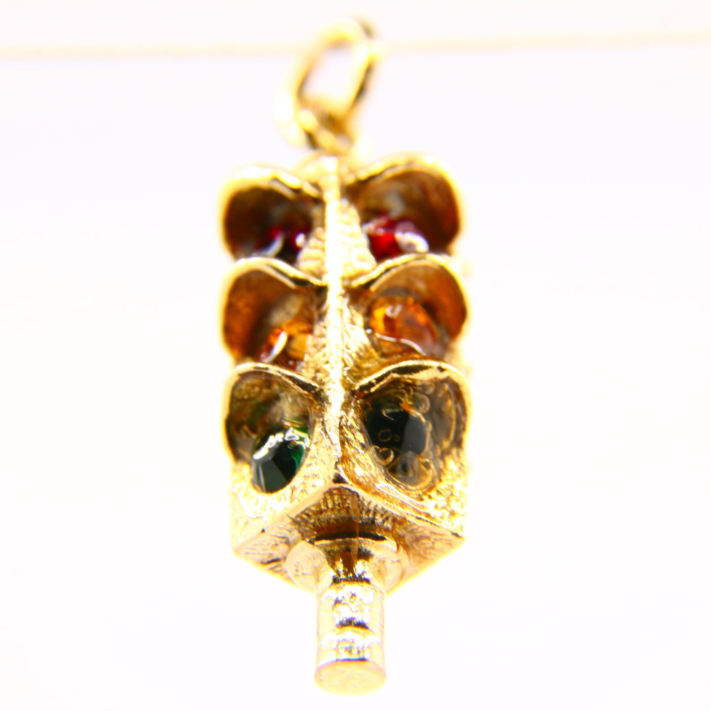 Vintage 9ct Traffic Light Charm Multi Colour Gem Yellow Gold Travel Pendant