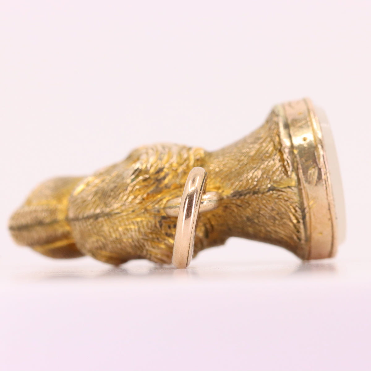 Vintage 9ct Yellow Gold Dog Head Charm White Stone Animal Jewellery Pendant Gift