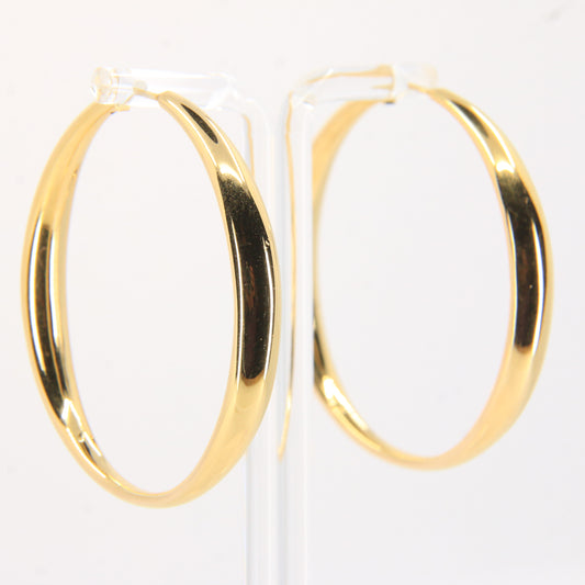 Vintage 18ct Gold Large Hoop Earrings 18k Yellow Gold Hinged Closure Hoops Boxed