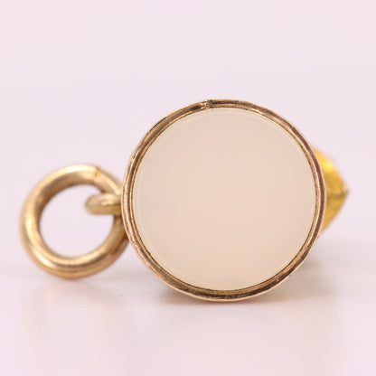 Vintage 9ct Yellow Gold Dog Head Charm White Stone Animal Jewellery Pendant Gift