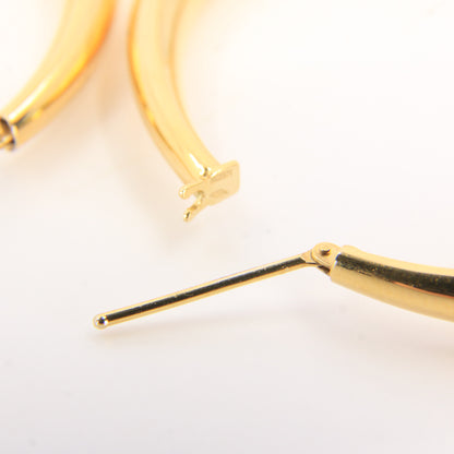 Vintage 18ct Gold Large Hoop Earrings 18k Yellow Gold Hinged Closure Hoops Boxed