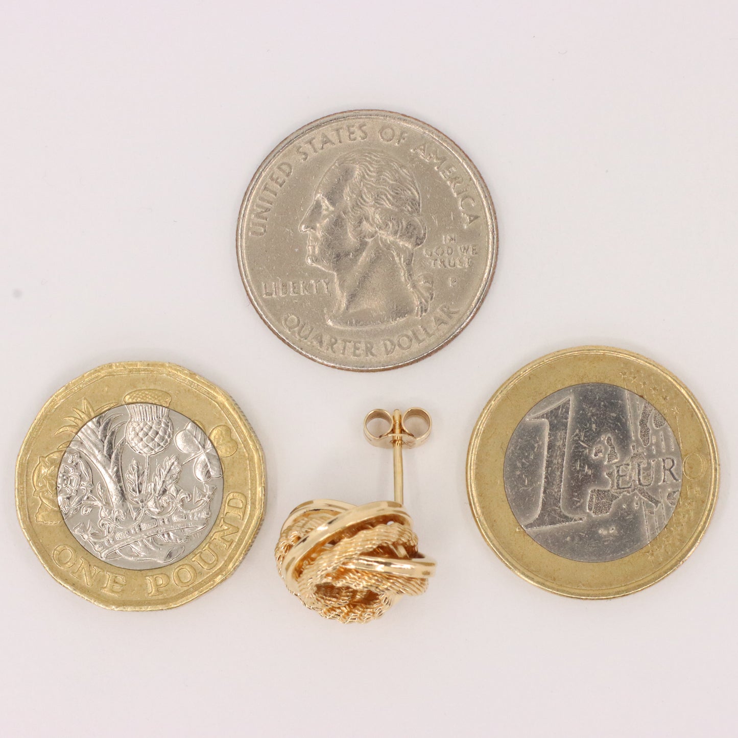 Vintage 9ct Hallmarked Yellow Twisted Gold Knot Stud Earrings Boxed Gift