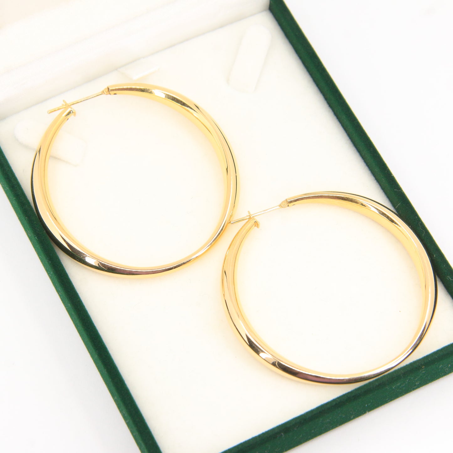 Vintage 18ct Gold Large Hoop Earrings 18k Yellow Gold Hinged Closure Hoops Boxed