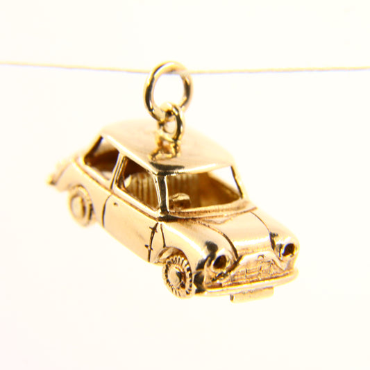 Vintage 9ct Retro Mini Cooper Car Charm Yellow Gold Hallmarked Automobile Pendant