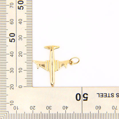 Vintage 9ct Airplane Gold Charm Hallmarked Aeroplane Yellow Gold Airbus Airliner Pendant