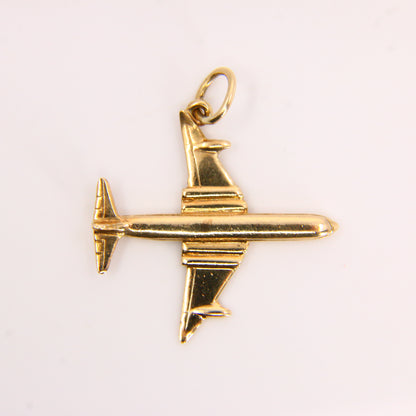 Vintage 9ct Airplane Gold Charm Hallmarked Aeroplane Yellow Gold Airbus Airliner Pendant