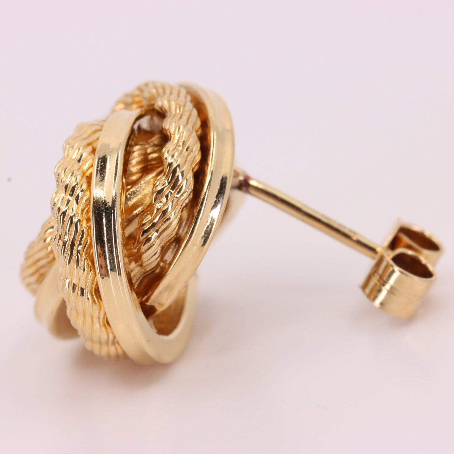 Vintage 9ct Hallmarked Yellow Twisted Gold Knot Stud Earrings Boxed Gift