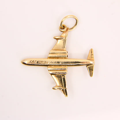 Vintage 9ct Airplane Gold Charm Hallmarked Aeroplane Yellow Gold Airbus Airliner Pendant