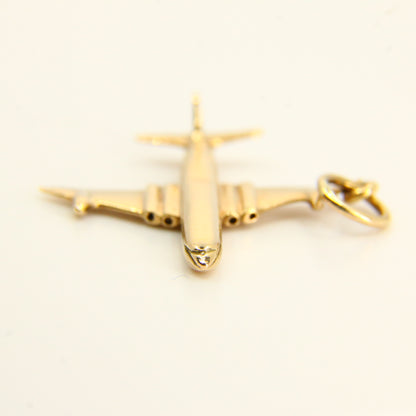 Vintage 9ct Airplane Gold Charm Hallmarked Aeroplane Yellow Gold Airbus Airliner Pendant