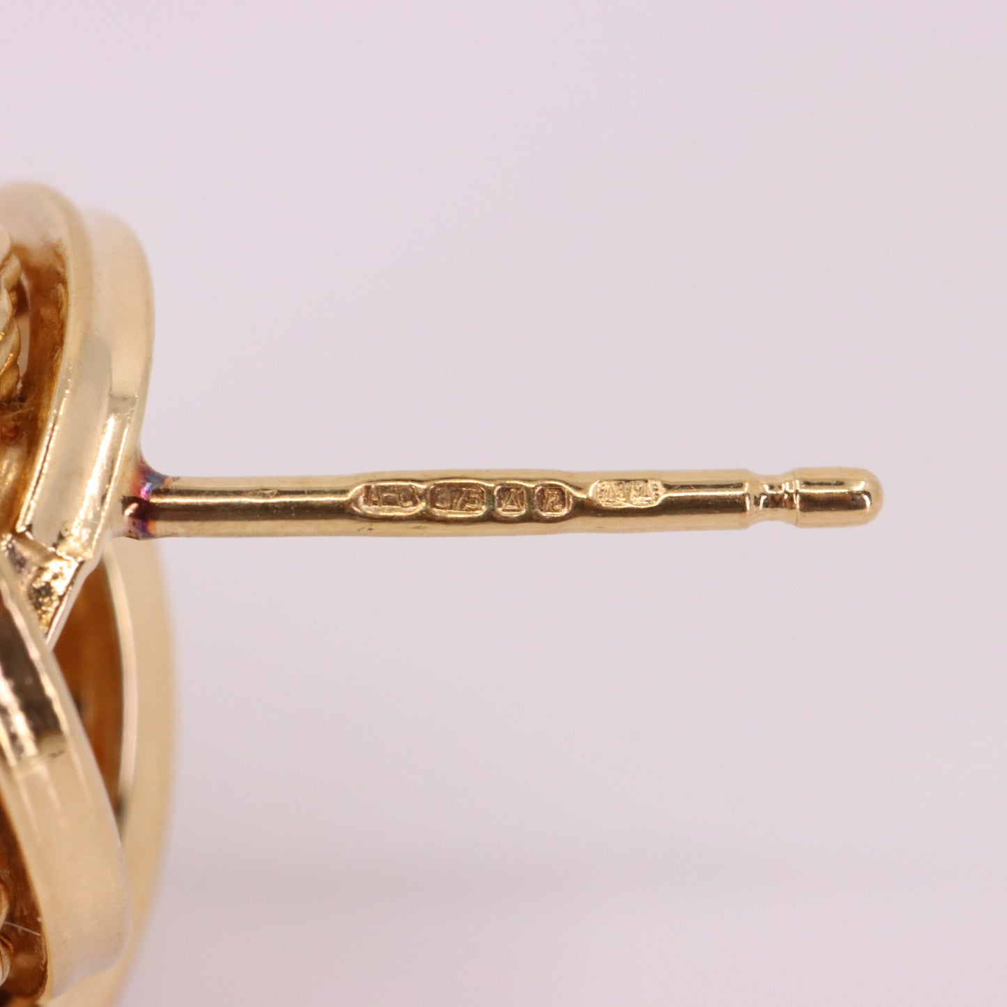 Vintage 9ct Hallmarked Yellow Twisted Gold Knot Stud Earrings Boxed Gift