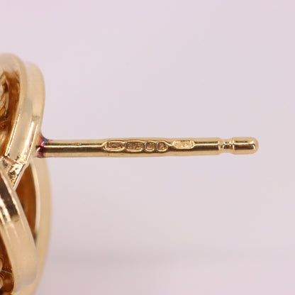Vintage 9ct Hallmarked Yellow Twisted Gold Knot Stud Earrings Boxed Gift