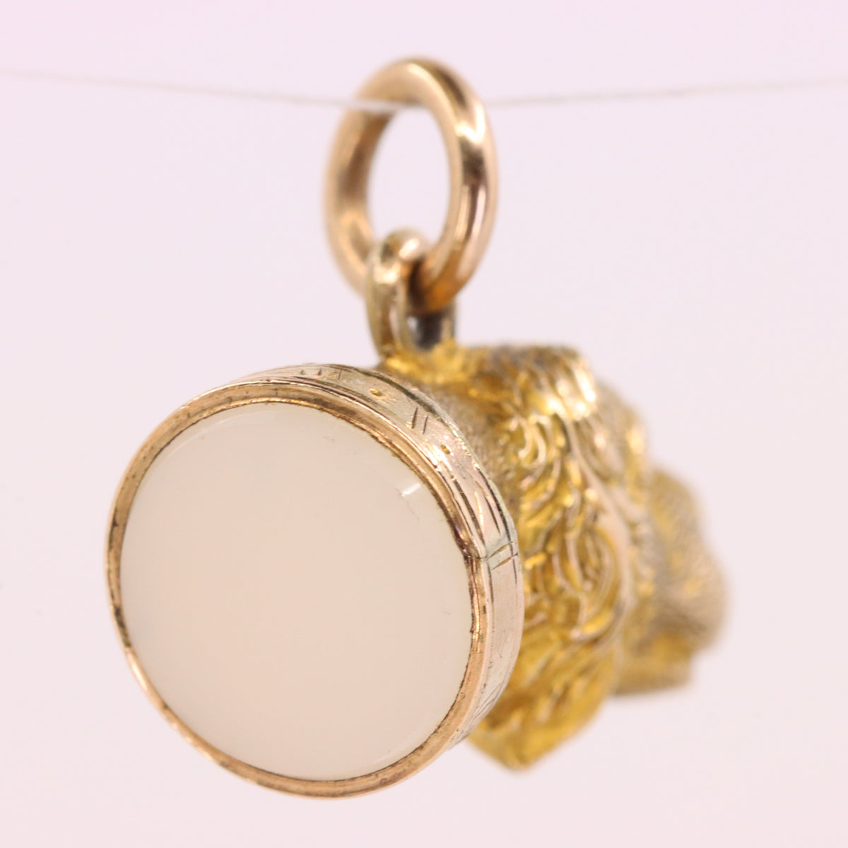 Vintage 9ct Yellow Gold Dog Head Charm White Stone Animal Jewellery Pendant Gift
