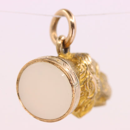 Vintage 9ct Yellow Gold Dog Head Charm White Stone Animal Jewellery Pendant Gift