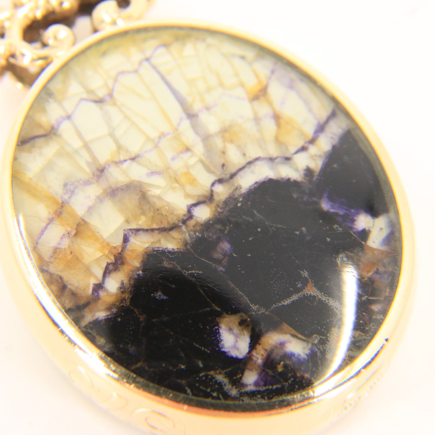 Vintage 9ct Gold Hallmarked Malachite & Blue John Pendant