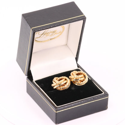 Vintage 9ct Hallmarked Yellow Twisted Gold Knot Stud Earrings Boxed Gift