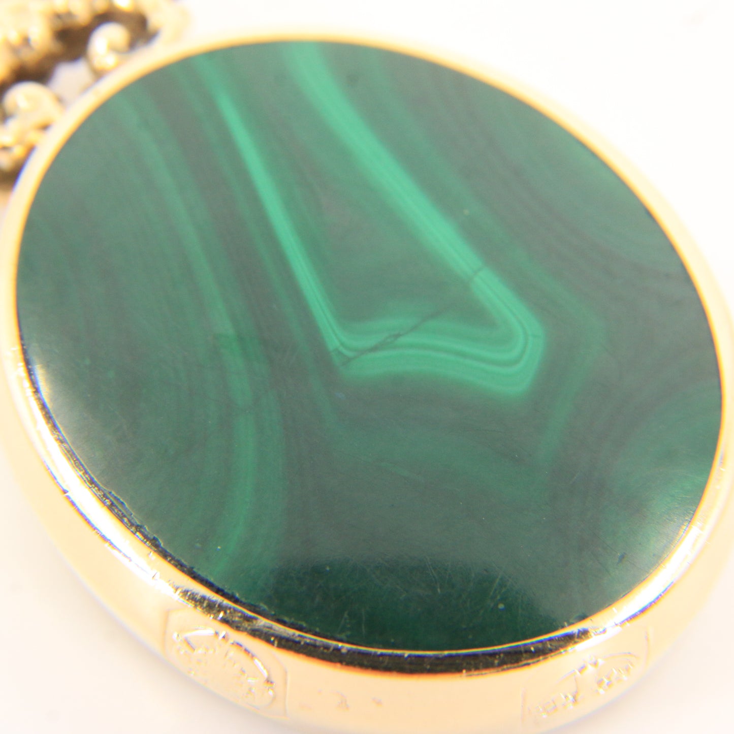 Vintage 9ct Gold Hallmarked Malachite & Blue John Pendant