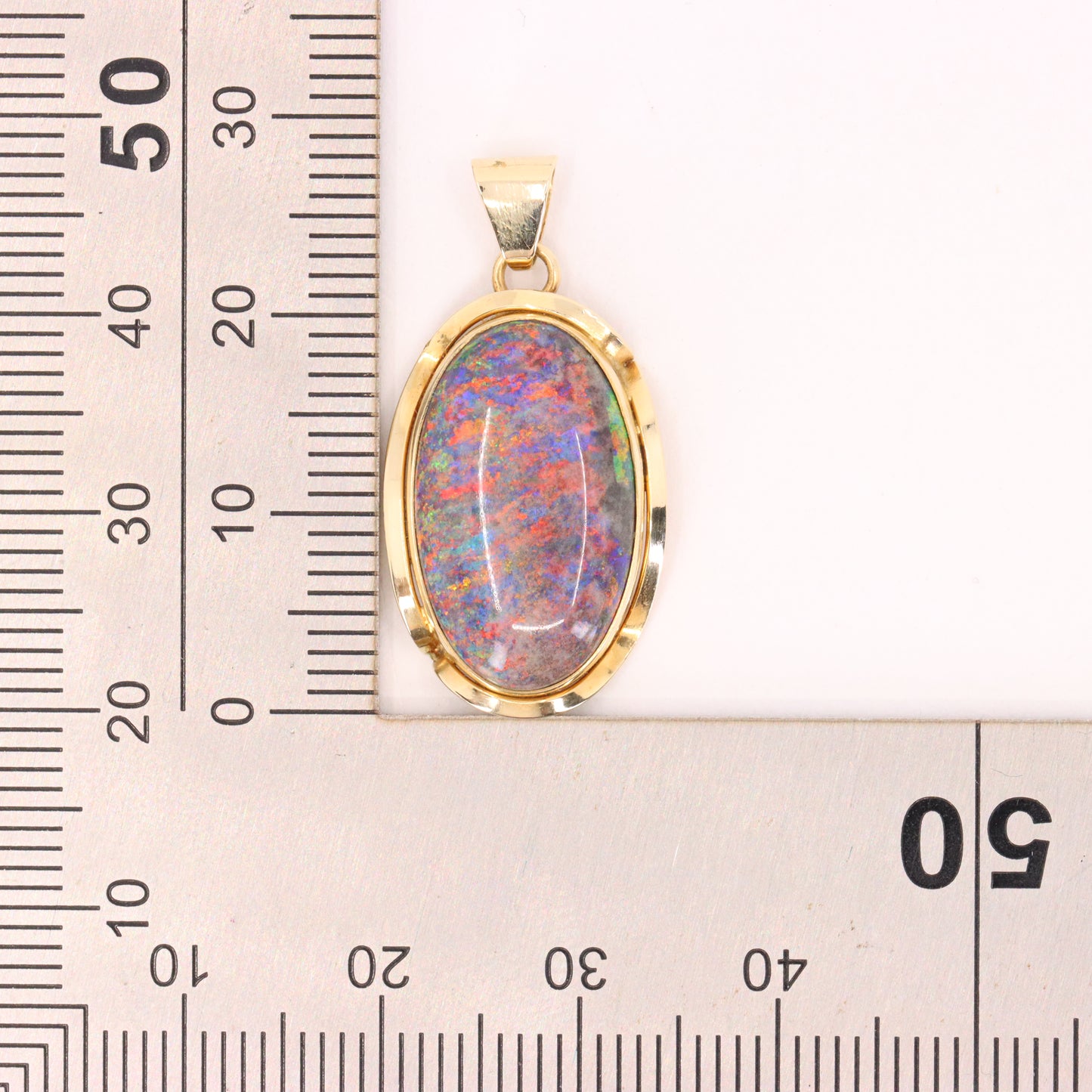 Vintage 14K Yellow Gold Opal Pendant Large Oval Gemstone Statement Charm Gift