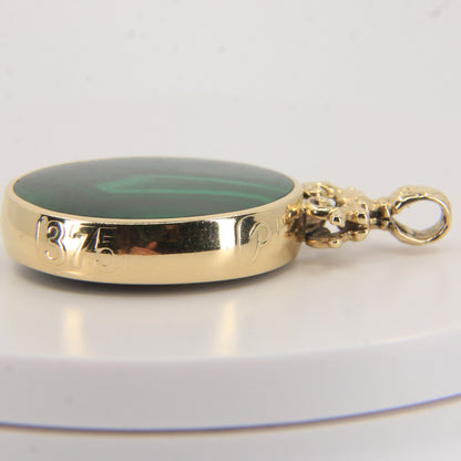 Vintage 9ct Gold Hallmarked Malachite & Blue John Pendant