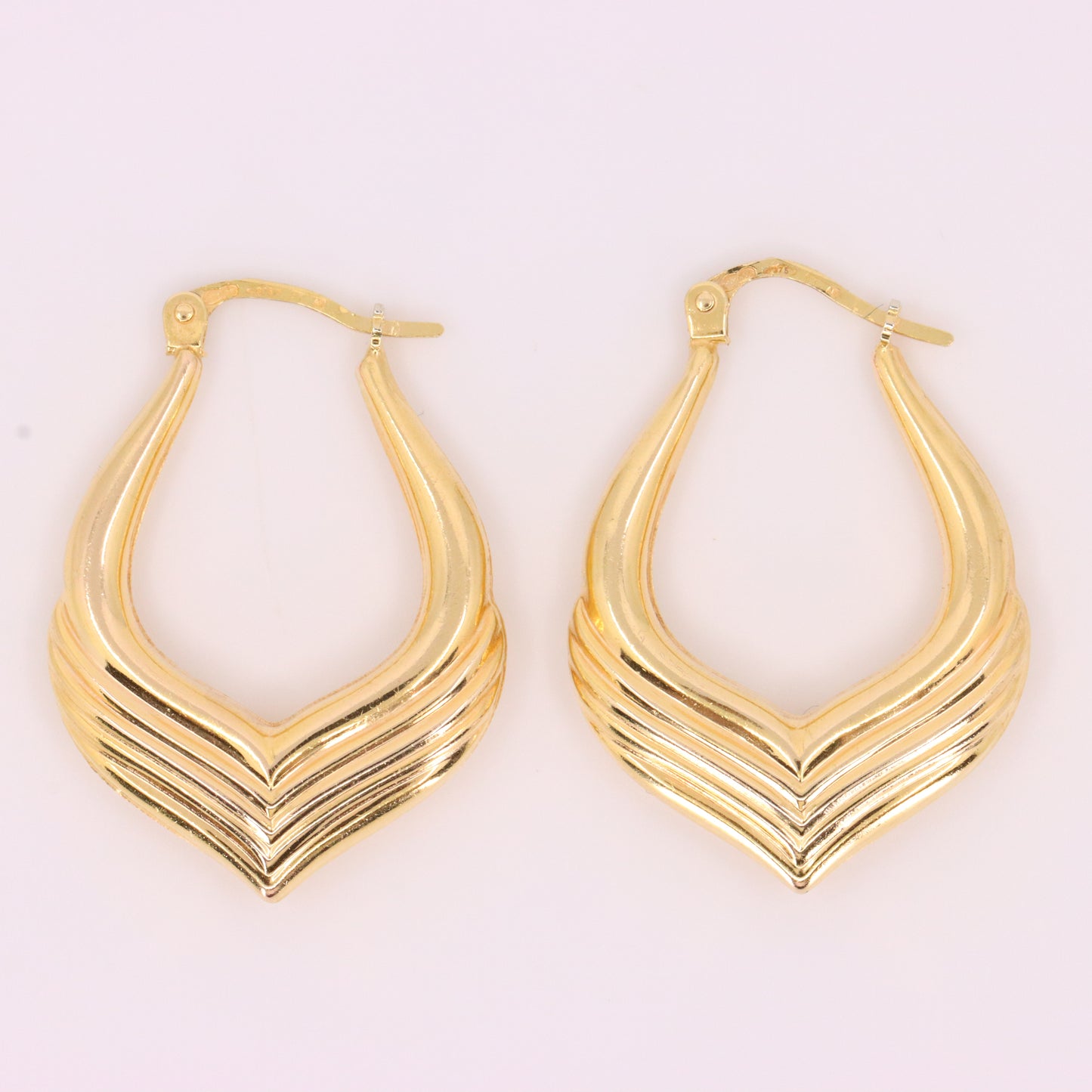 Vintage 9ct Hallmarked UnoAErre Italian Yellow Gold Hoop Earrings Boxed Gift
