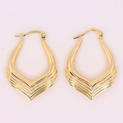 Vintage 9ct Hallmarked UnoAErre Italian Yellow Gold Hoop Earrings Boxed Gift