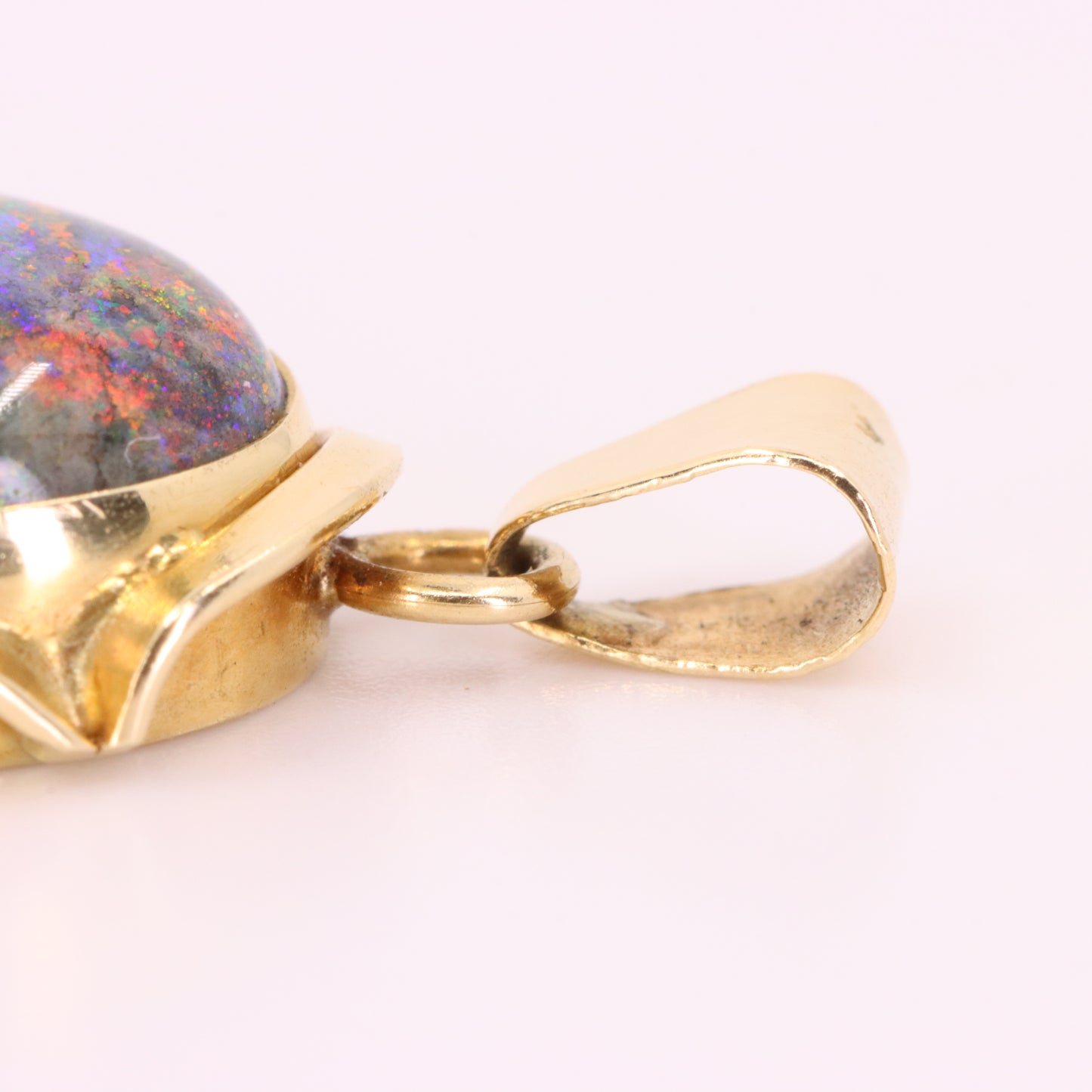Vintage 14K Yellow Gold Opal Pendant Large Oval Gemstone Statement Charm Gift