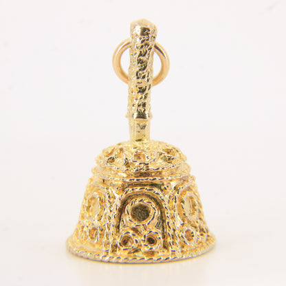 Vintage 9ct Gold Hallmarked Bell Pendant Charm 9ct Yellow Gold Ringing