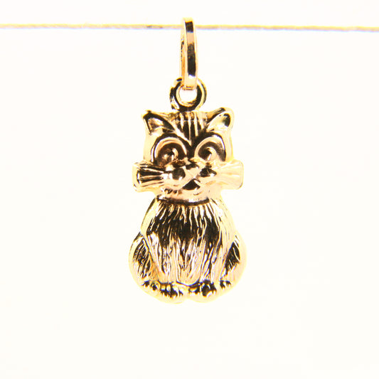 Vintage 9ct Kitten Charm Unmarked 9 Carat Yellow Gold 3D Cat Pendant Gift