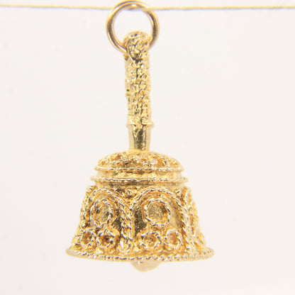 Vintage 9ct Gold Hallmarked Bell Pendant Charm 9ct Yellow Gold Ringing