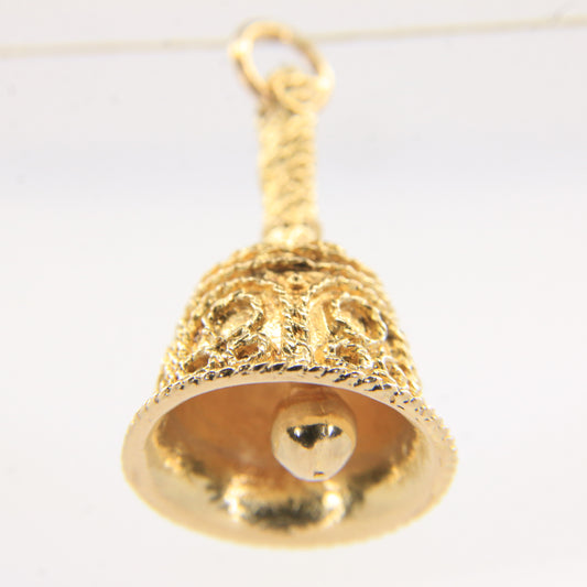 Vintage 9ct Gold Hallmarked Bell Pendant Charm 9ct Yellow Gold Ringing