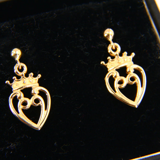 Vintage 9ct Luckenbooth Earrings Set Edinburgh Hallmarked Yellow Gold Boxed Gift