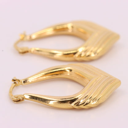 Vintage 9ct Hallmarked UnoAErre Italian Yellow Gold Hoop Earrings Boxed Gift