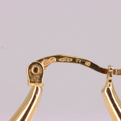 Vintage 9ct Hallmarked UnoAErre Italian Yellow Gold Hoop Earrings Boxed Gift