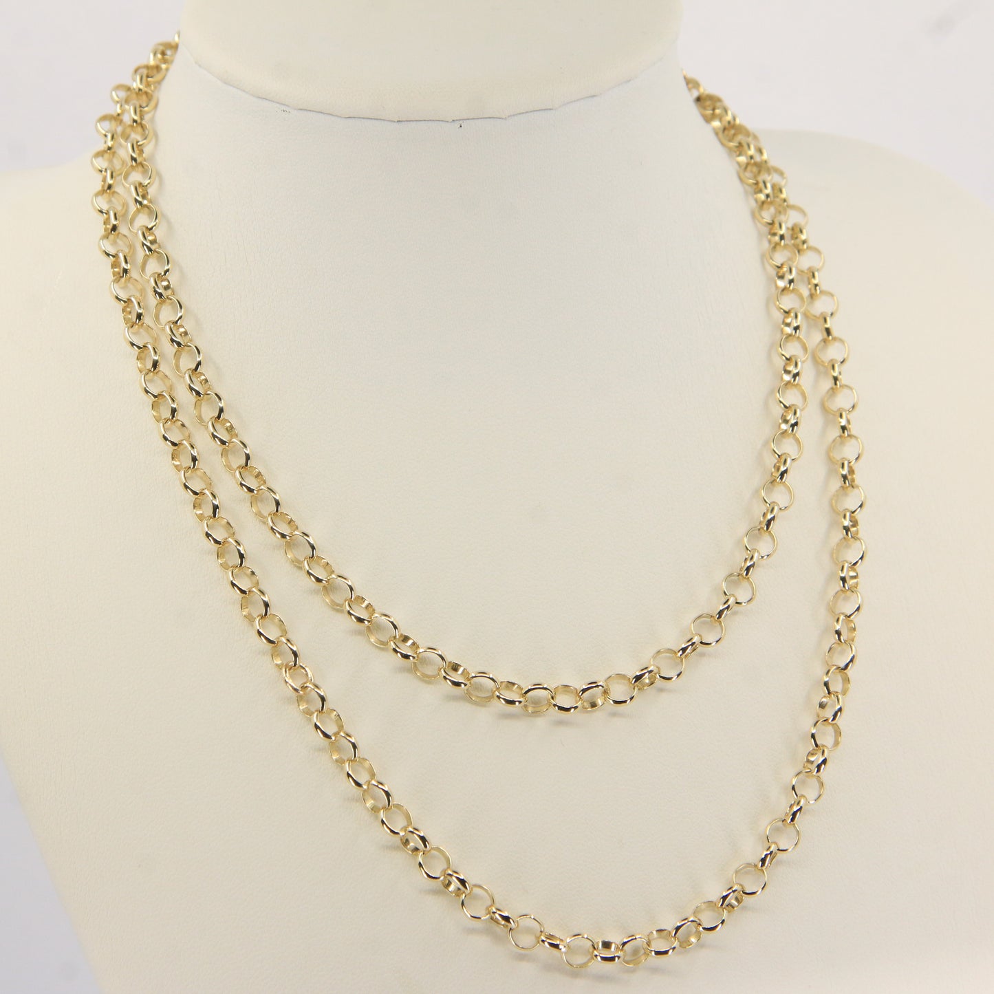 Vintage 9ct Gold Hallmarked 30 Inch Belcher Chain Necklace Boxed