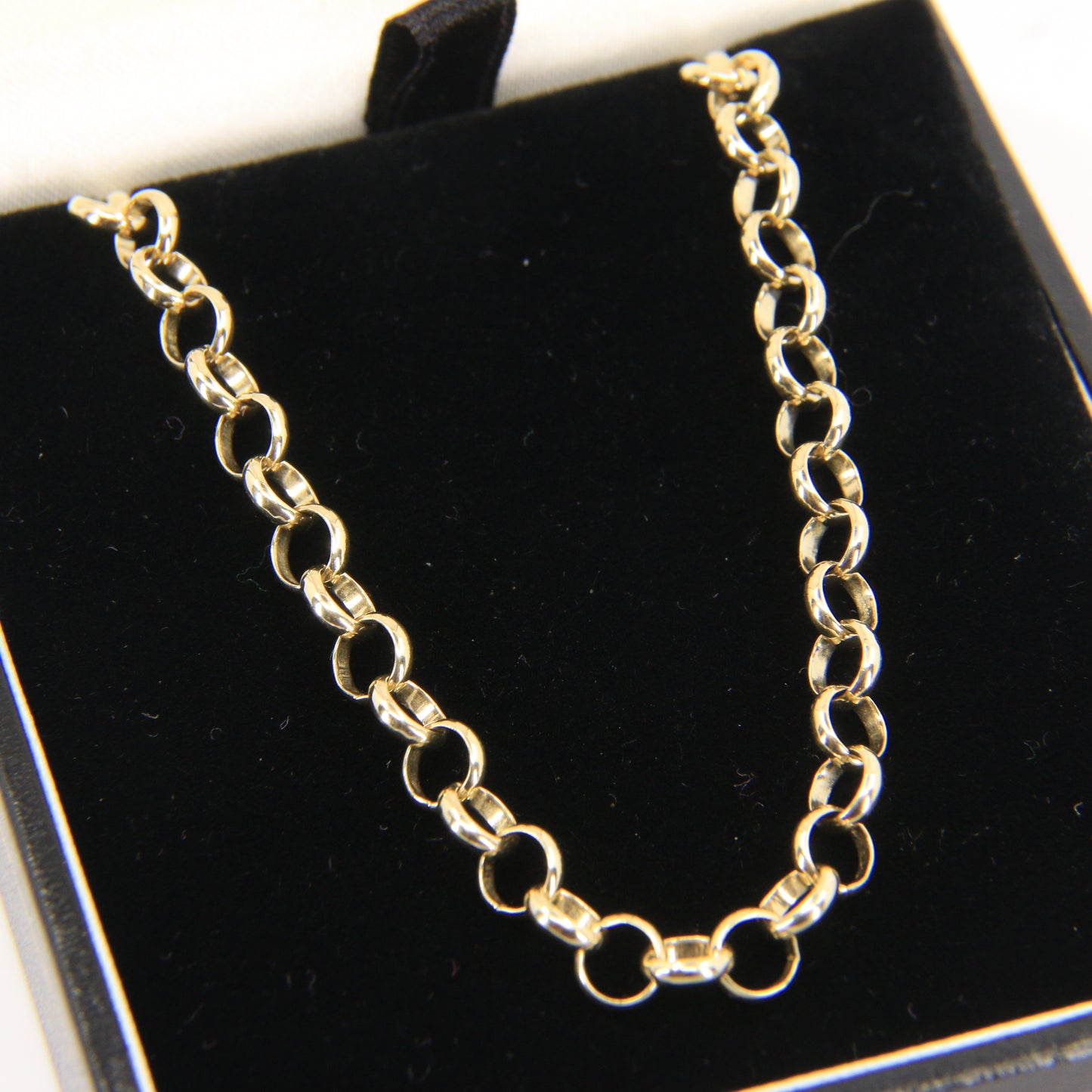 Vintage 9ct Gold Hallmarked 30 Inch Belcher Chain Necklace Boxed