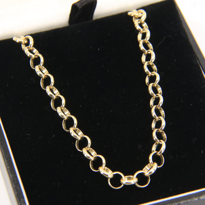 Vintage 9ct Gold Hallmarked 30 Inch Belcher Chain Necklace Boxed