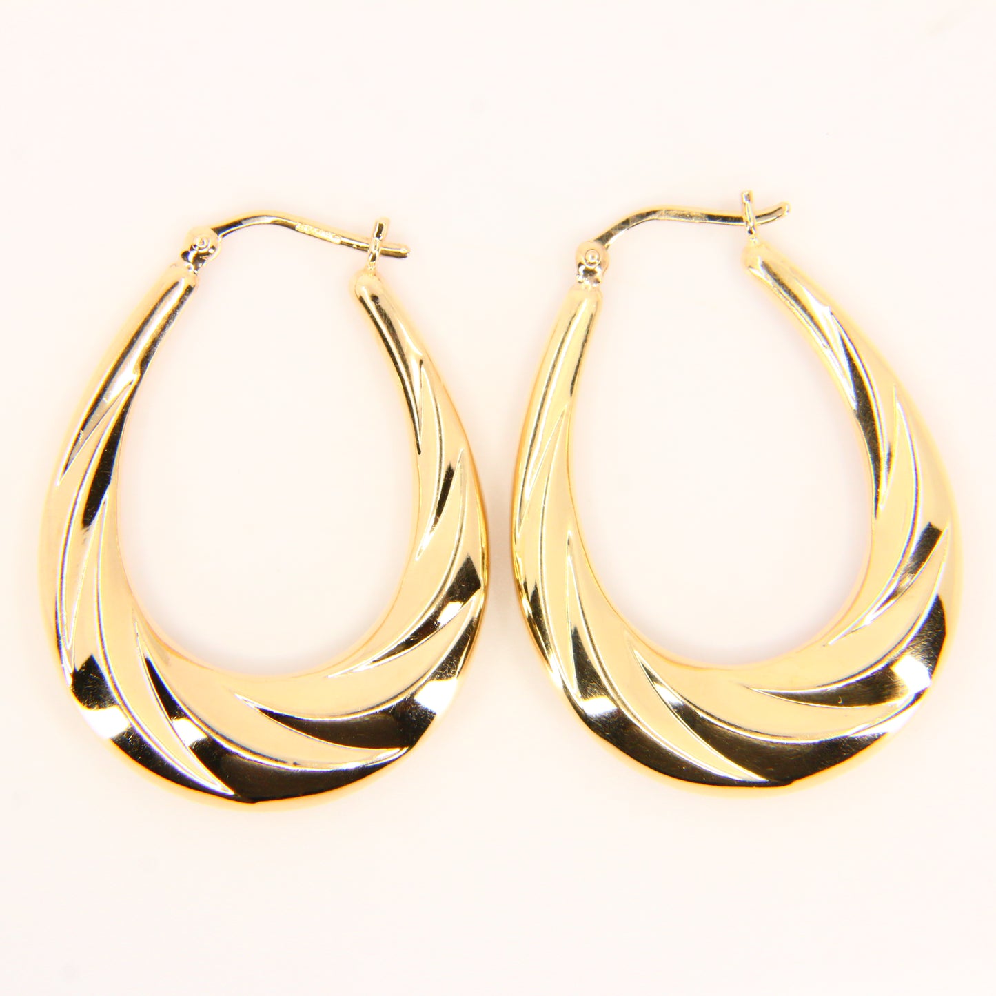 Vintage 9ct Creole Hoop Earrings 1993 Hallmarked 9 Carat Yellow Gold Earrings Boxed