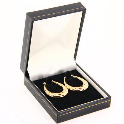 Vintage 9ct Creole Hoop Earrings 1993 Hallmarked 9 Carat Yellow Gold Earrings Boxed