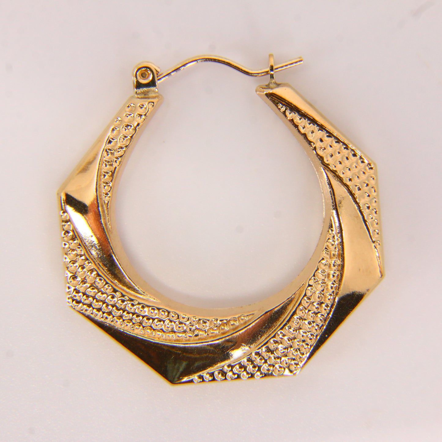 Vintage 9ct Creole Hoop Earrings Textured 9 Carat Yellow Gold Earrings Boxed